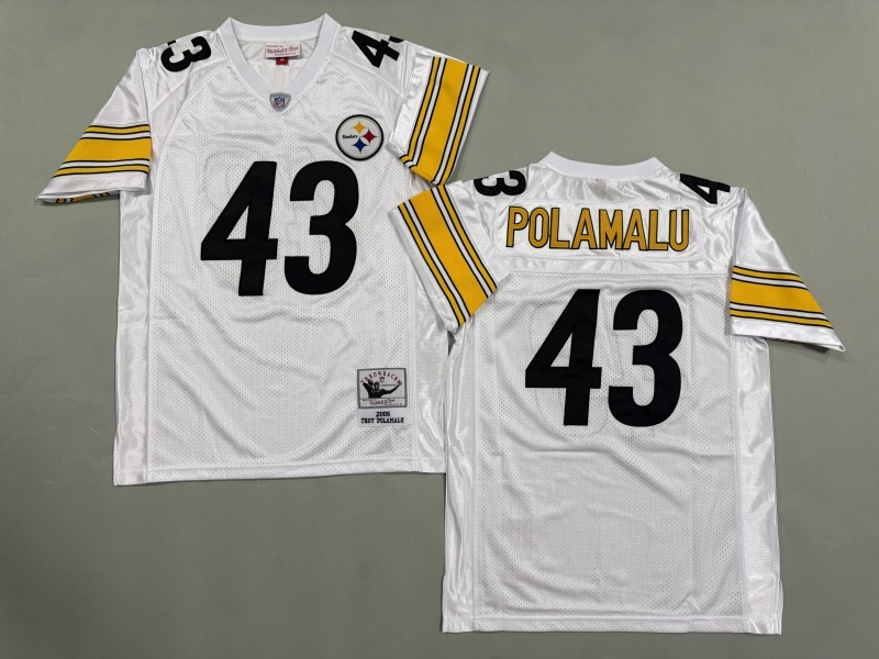 Men 2025 Pittsburgh Steelers #43 Polamalu white Throwback Limited NFL Jersey style 002->pittsburgh steelers->NFL Jersey